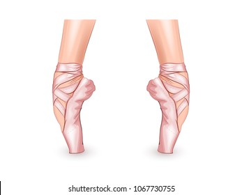 vector illustration of a ballerinas feet in Pointe shoes