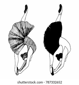 Vector illustration of ballerinas. silhouette. isolated on white background.