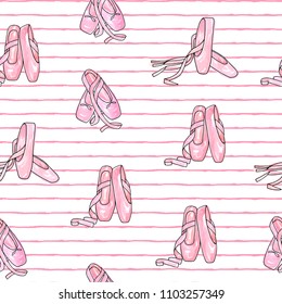 Vector illustration . Ballet accessories, pointes . Vector pen style objects set. Print design. Element of seamless pattern.