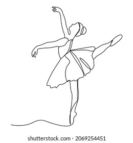 Ilustración vectorial. Bailarina de ballet. Baila. Dibujando con una línea...