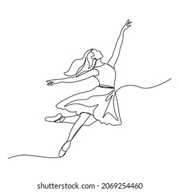 Vector illustration. Ballet dancer. Dance. Drawing with one line...