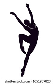 Vector Illustration Of A Ballet Dancer Girl In Black And White