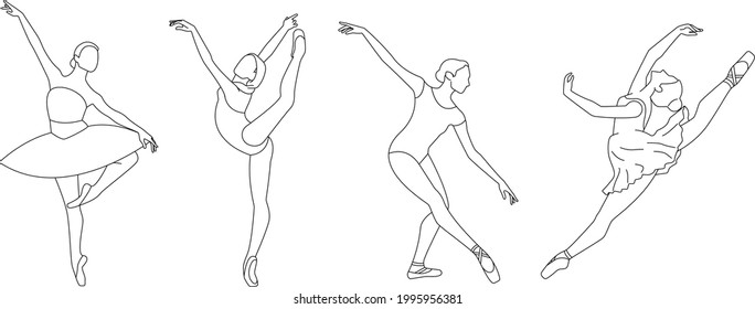 vector illustration ballet dancer poses