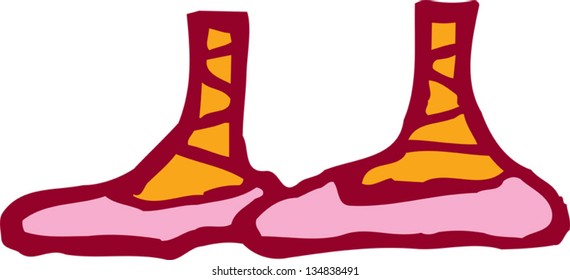 Vector illustration of Ballet Slippers