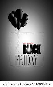 Vector illustration with ballon and word black friday as a background for banner, templet, broucher, and art illustration for advertising,