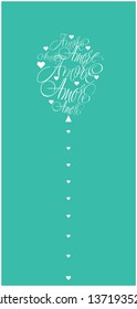 Vector illustration of balloon from calligraphic "AMORE"- mean LOVE, written in Italian, on turquoise background for Valentine`s Day cards, posters, prints, greetings, invitations, wedding design, web