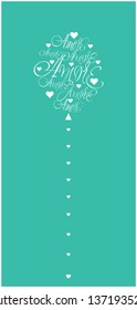 Vector illustration of balloon from calligraphic "AMORE"- mean LOVE, written in Italian, on turquoise background for Valentine`s Day cards, posters, wedding design, invitations, greetings, prints, web