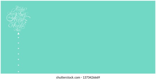 Vector illustration of balloon from calligraphic "AMORE"-mean LOVE, written in Italian, on turquoise background for wedding design, Valentine`s Day cards, greetings, invitations, posters, prints, web.