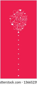 Vector illustration of balloon from calligraphic "AMOUR"- mean LOVE, written in French, on red background for Valentine`s Day cards, wedding design, invitations, greetings, posters, prints, web.