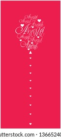 Vector illustration of balloon from calligraphic "AMOUR"- mean LOVE, written in French, on red background for Valentine`s Day cards, greetings, invitations, posters, wedding design, prints, web.
