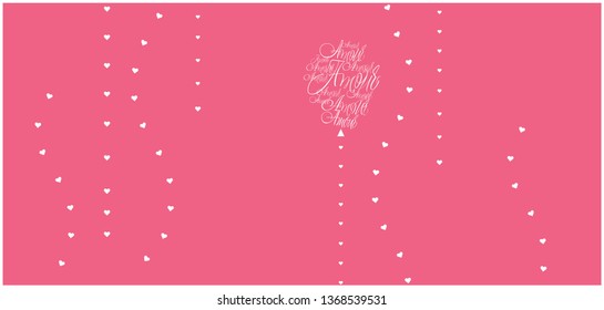 Vector illustration of balloon from calligraphic "AMOUR"- mean LOVE, written in French, on pink background for Valentine`s Day cards, posters, invitations, greetings, wedding design, prints, web.