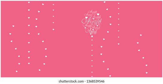 Vector illustration of balloon from calligraphic "AMOUR"- mean LOVE, written in French, on pink background for Valentine`s Day cards, invitations, greetings, posters, prints, wedding design, web.