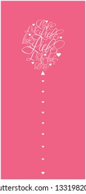 Vector illustration of balloon from calligraphic "LIEBE"- mean LOVE, written in German, on pale pink background for Valentine`s Day cards, greetings, invitations, posters, wedding design, prints, web.