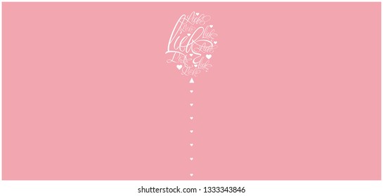 Vector illustration of balloon from calligraphic "LIEBE"- mean LOVE, written in German, on pale pink background for Valentine`s Day cards, invitations, greetings, wedding design, posters, prints, web.