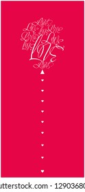 Vector illustration of balloon from calligraphic "love" on red background for birthday party invitations, Valentine`s Day cards, greetings, posters, flyers, prints, wedding design and decoration, web.