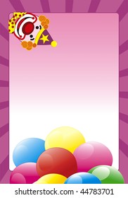 vector illustration with balloon and clown for party