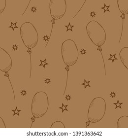 Vector illustration of a balloon. Hand drawn balloon. Seamless pattern balloon icon.