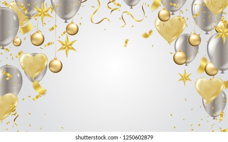 Vector illustration balloon of happy new year  place for christmas balls . modern greeting card design 