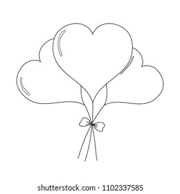 Vector illustration balloon heart. Hand drawn.