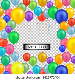vector illustration of balloon holiday decoration frame bright color fun mood surroundings of the holiday