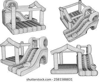 vector illustration of balloon house design for toddler slide children's games
