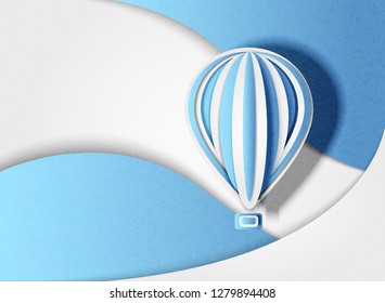 Vector illustration of a balloon in minimal style on an abstract background. Paper cut.