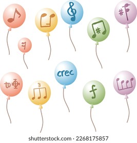 Ilustración vectorial de un globo con notas musicales
