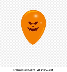 Vector illustration of Balloon with scary facial expression on transparent background