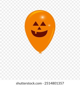 Vector illustration of Balloon with scary facial expression on transparent background