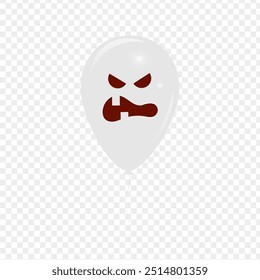 Vector illustration of Balloon with scary facial expression on transparent background