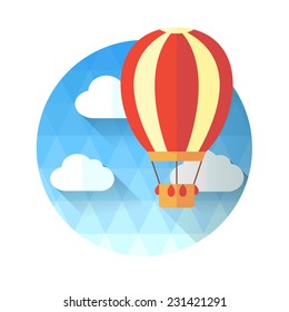 Vector illustration of a balloon in the sky.