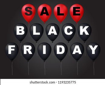 vector illustration with balloons for black friday sale