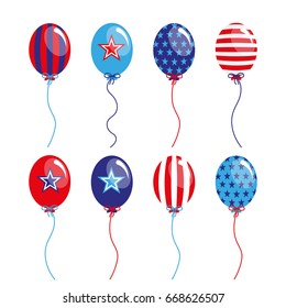 vector illustration of balloons in blue and red colors. EPS