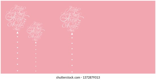 Vector illustration of balloons from calligraphic "AMORE"-mean LOVE, written in Italian, on pale pink background for Valentine`s Day cards, wedding design, invitations, greetings, posters, prints, web