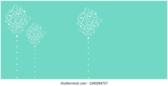 Vector illustration of balloons from calligraphic "LIEBE"- mean LOVE, written in German, on turquoise background for wedding design, Valentine`s Day cards, posters, invitations, greetings, prints, web