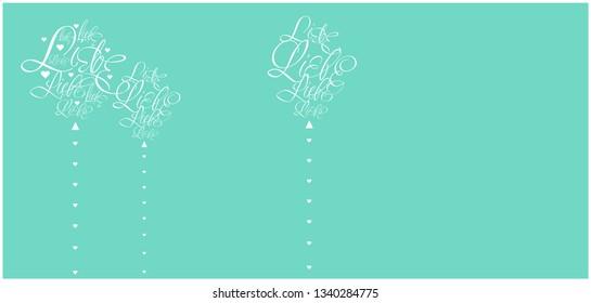 Vector illustration of balloons from calligraphic "LIEBE"- mean LOVE, written in German, on turquoise background for wedding design, Valentine`s Day cards, greetings, invitations, posters, prints, web