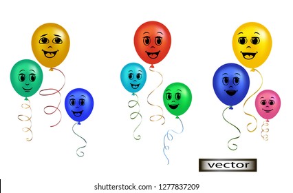 Vector illustration of balloons colored decorations for the celebration decoration flying colorful balloons