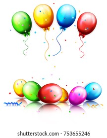 Vector illustration of Balloons and confetti for parties birthday