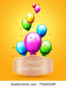 Vector illustration of Balloons and confetti for parties birthday