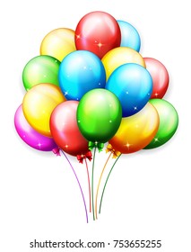 Vector illustration of Balloons and confetti for parties birthday
