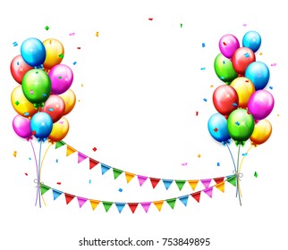 Vector illustration of Balloons and confetti for parties birthday