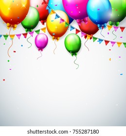 Vector illustration of Balloons and confetti for parties birthday