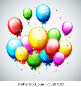 Vector illustration of Balloons and confetti for parties birthday