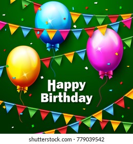 Vector illustration of Balloons and confetti for parties birthday