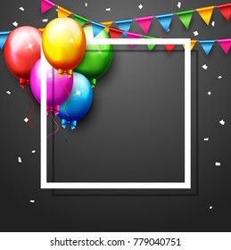 Vector illustration of Balloons and confetti for parties birthday