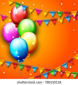 Vector illustration of Balloons and confetti for parties birthday