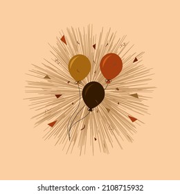 Vector illustration of balloons decorated with design elements. For greeting cards.