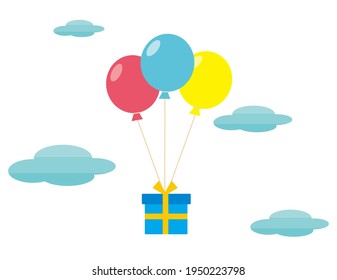 Vector illustration of balloons flying in the sky.