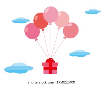 Vector illustration of balloons flying in the sky.