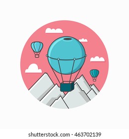 vector illustration balloons on a background of mountains